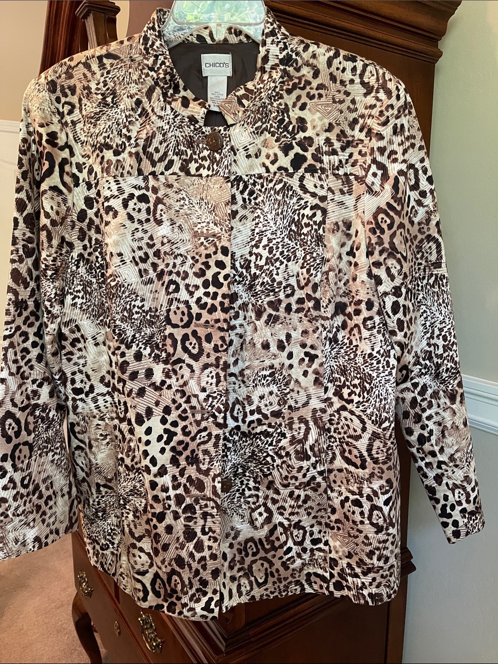 Chico's Beige and Black Animal Print Blazer